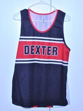 Black & Red Striped Dexter Basketball Jersey Size Youth Medium School Sports